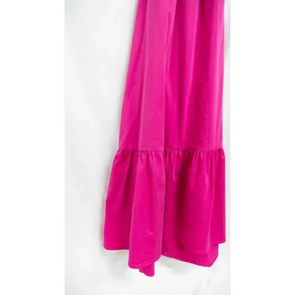 Peter Som Hot Pink Tiered Barbiecore Cross Back Semi Formal Summer Midi Dress 6 - Picture 11 of 15